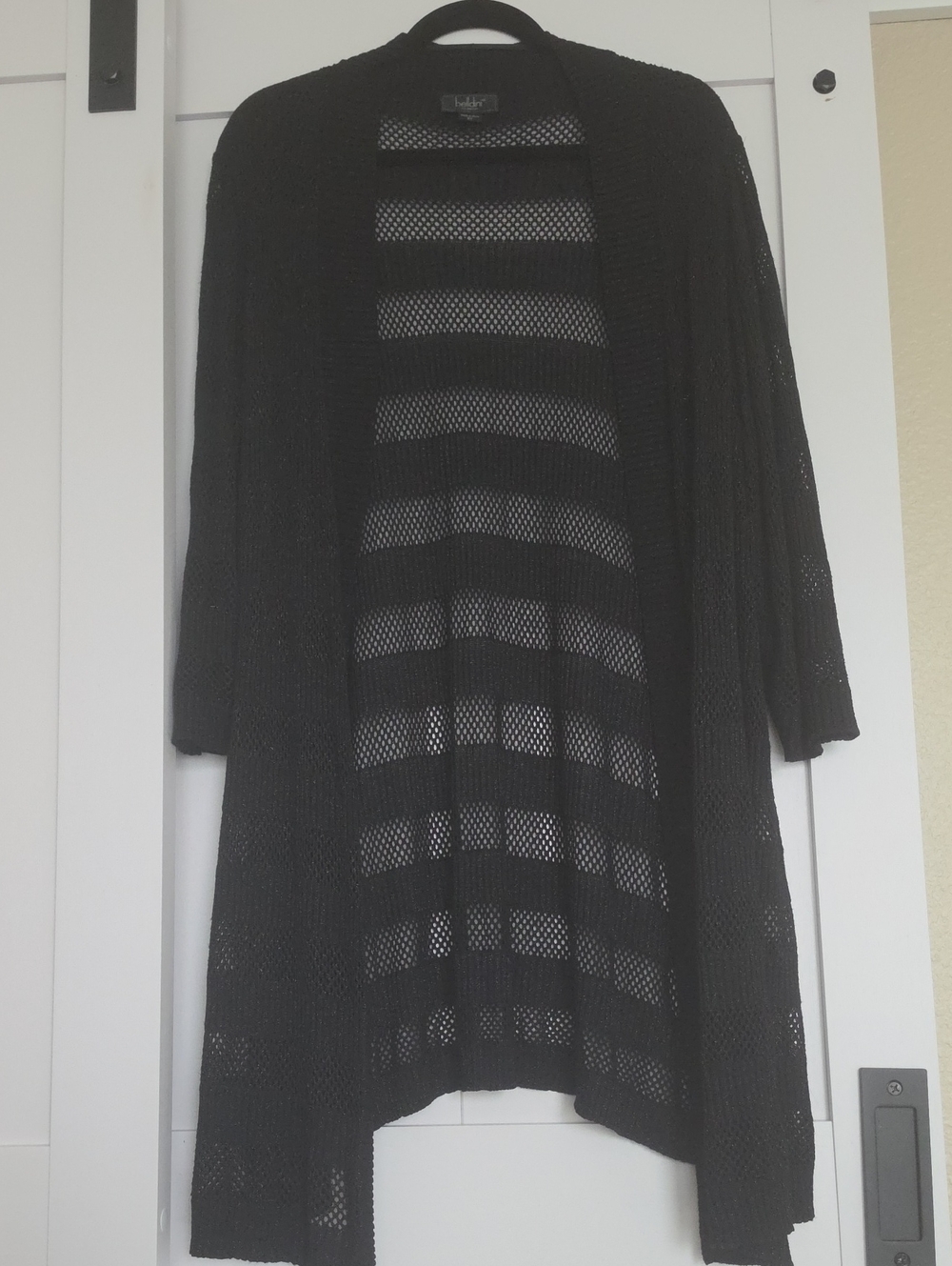 Belldini Black Open-Knit Longline Cardigan